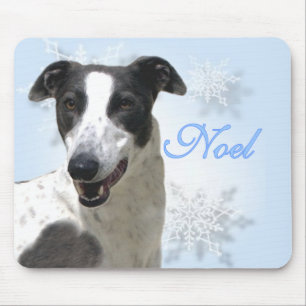 Greyhound Black & White Weihnachten2 Mousepad