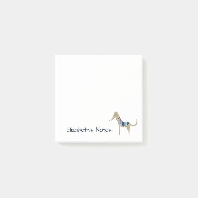 Greyhound Cartoon Dog Post-it Klebezettel (Vorderseite)
