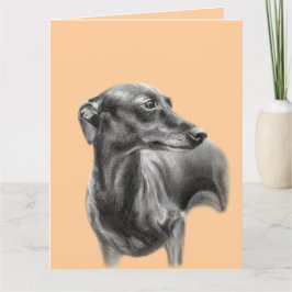 Greyhound Charkohle Handgezogene Artwork Karte