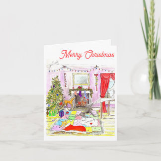 Greyhound Christmas Card - Naughty Houndies