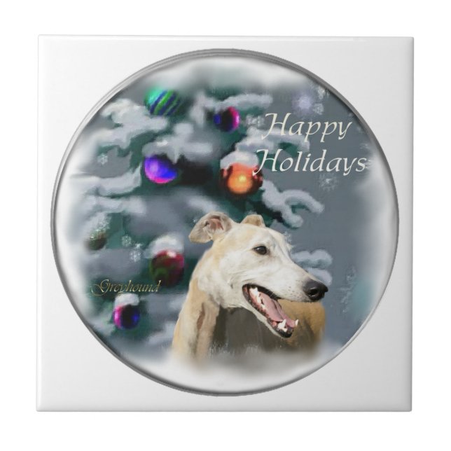 Greyhound Christmas Fliese (Vorderseite)