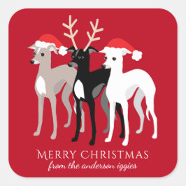 Greyhound Christmas Iggy Quadratischer Aufkleber