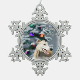 Greyhound Christmas Schneeflocken Zinn-Ornament