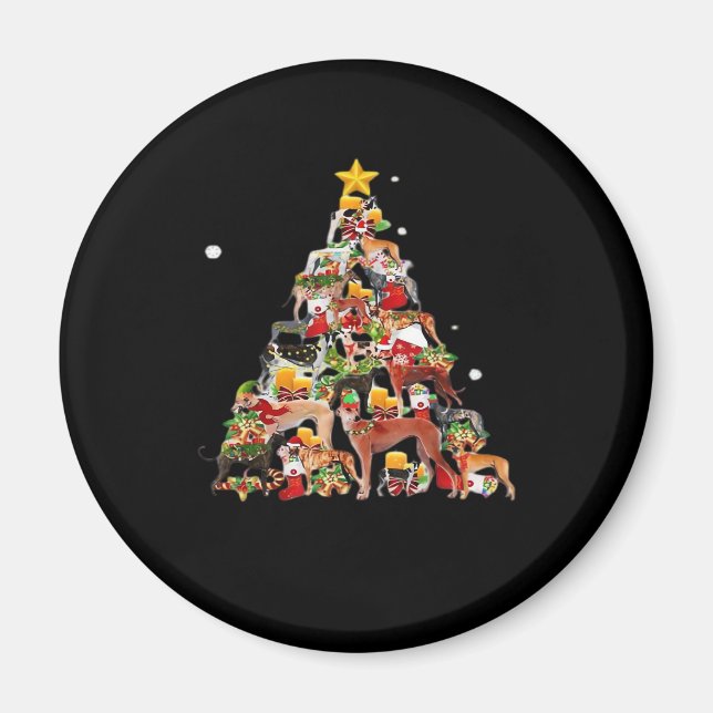 Greyhound Christmas Tree Lights Funny Dog Xmas Gif Magnet (Vorne)