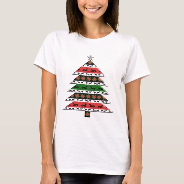 Greyhound Christmas Tree T-Shirt (Vorderseite)