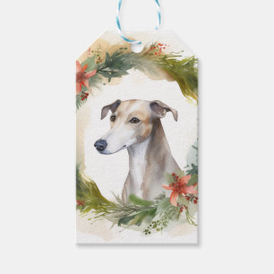 Greyhound Christmas Wreath Festive Pup Geschenkanhänger