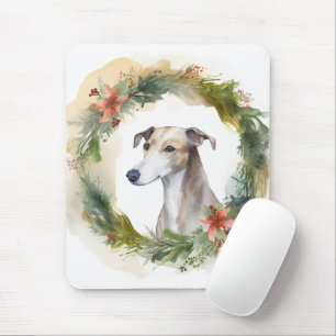 Greyhound Christmas Wreath Festive Pup Mousepad