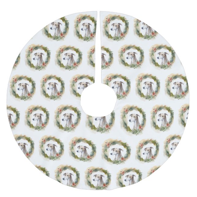 Greyhound Christmas Wreath Festive Pup Polyester Weihnachtsbaumdecke (Vorderseite)