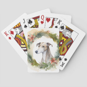 Greyhound Christmas Wreath Festive Pup Spielkarten