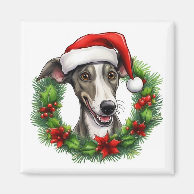 Greyhound Christmas Wreath Magnet (Vorne)