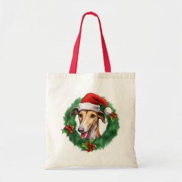 Greyhound Christmas Wreath Tragetasche