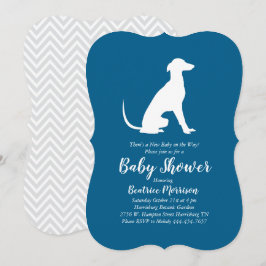 Greyhound Dog Baby Shower Boy Blue Einladung
