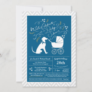 Greyhound Dog Baby Shower Boy Blue Einladung