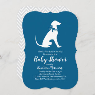 Greyhound Dog Baby Shower Boy Blue Einladung