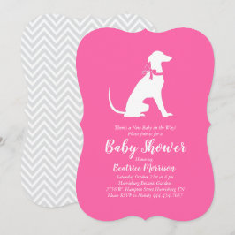 Greyhound Dog Baby Shower Girl Pink Einladung