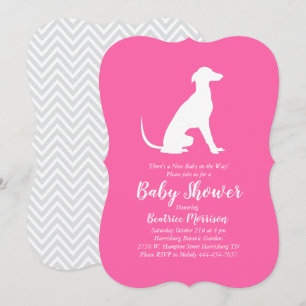 Greyhound Dog Baby Shower Girl Pink Einladung