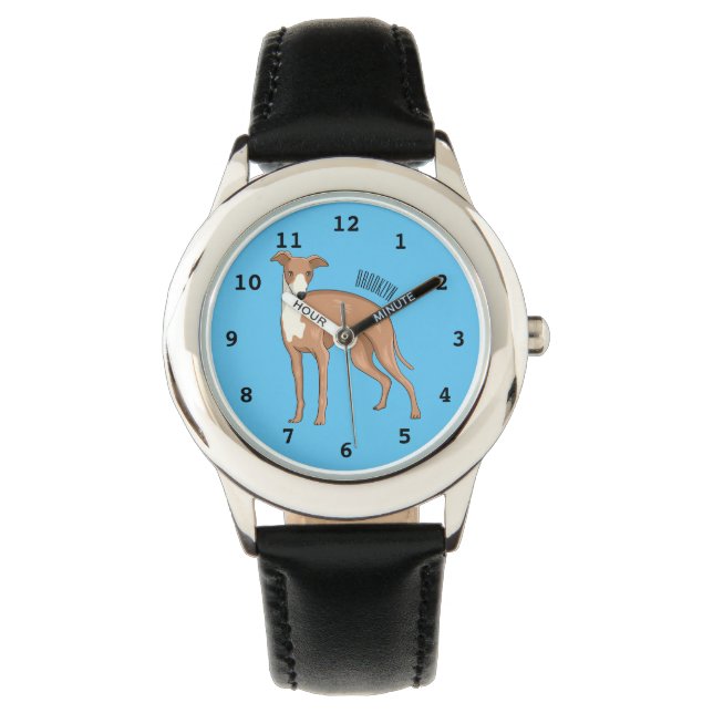 Greyhound dog cartoon illustration armbanduhr (Vorderseite)