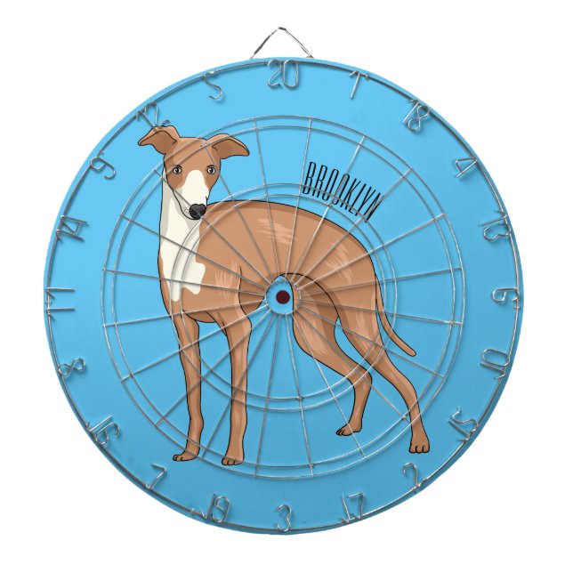 Greyhound dog cartoon illustration dartscheibe (vorne)