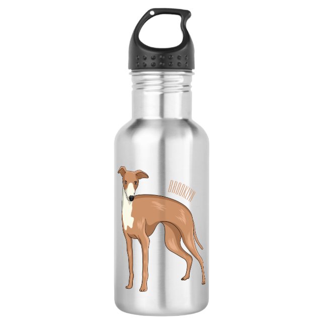 Greyhound dog cartoon illustration edelstahlflasche (Vorderseite)