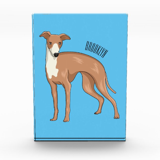 Greyhound dog cartoon illustration fotoblock (Vorderseite)