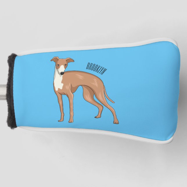 Greyhound dog cartoon illustration golf headcover (Vorderseite)