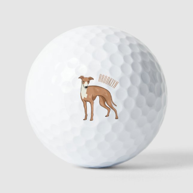 Greyhound dog cartoon illustration golfball (Vorderseite)