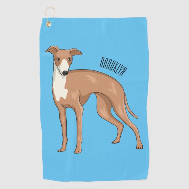 Greyhound dog cartoon illustration golfhandtuch (Vorderseite)