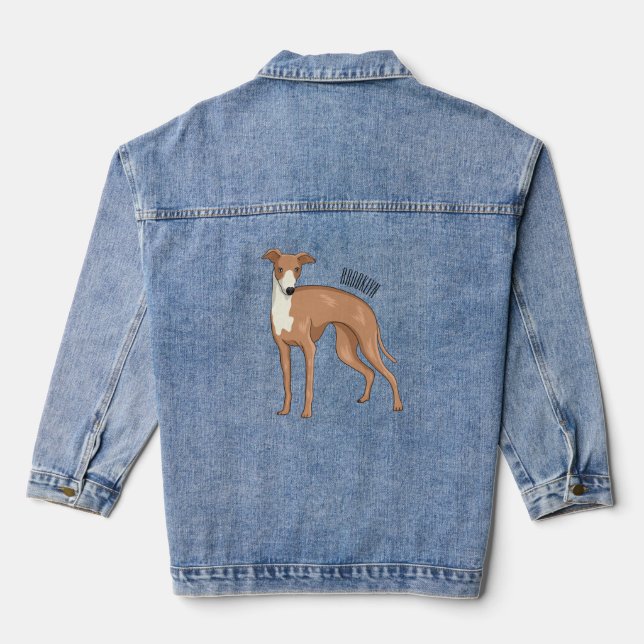 Greyhound dog cartoon illustration jeansjacke (Rückseite)