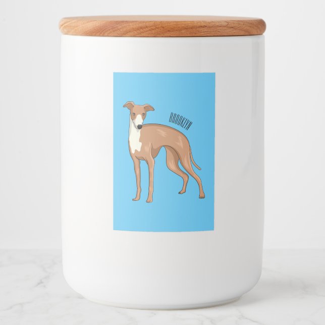 Greyhound dog cartoon illustration  lebensmitteletikett (Vorderseite)