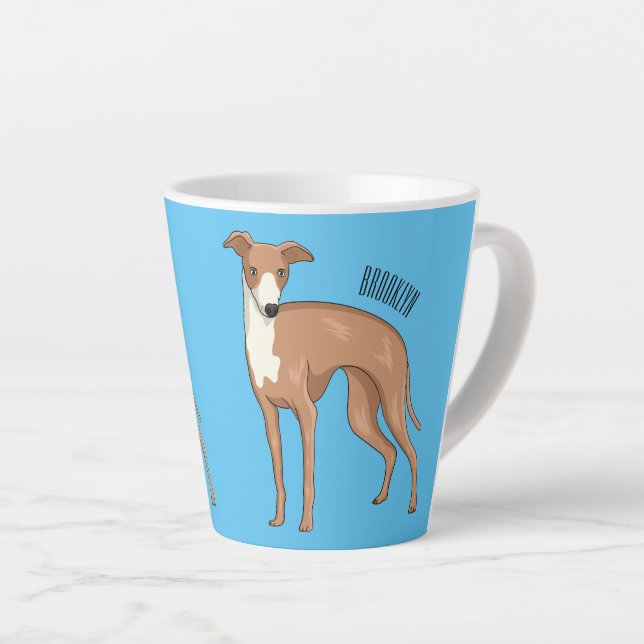 Greyhound dog cartoon illustration milchtasse (Rechte Ecke)
