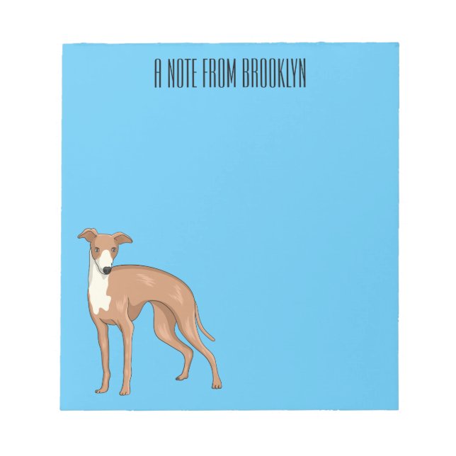 Greyhound dog cartoon illustration notizblock (Vorderseite)