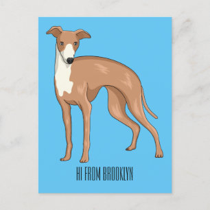 Greyhound dog cartoon illustration postkarte