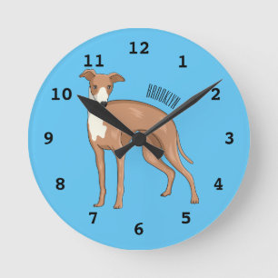 Greyhound dog cartoon illustration runde wanduhr