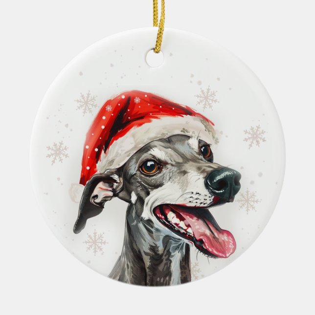 Greyhound Dog Christmas Personalized Keramik Ornament (Vorne)