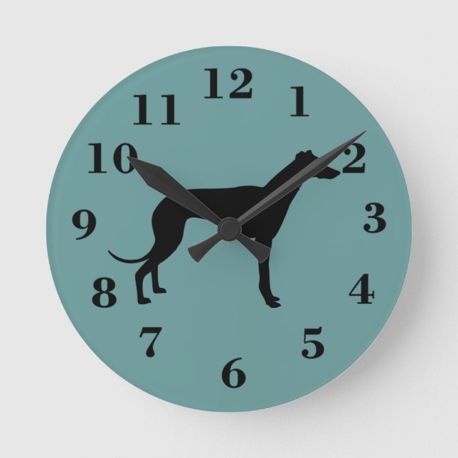 Greyhound Dog Clock Runde Wanduhr (Vorderseite)
