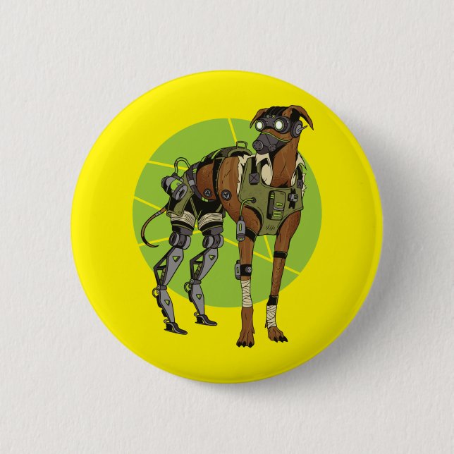 Greyhound Dog Cyborg Design Button (Vorderseite)