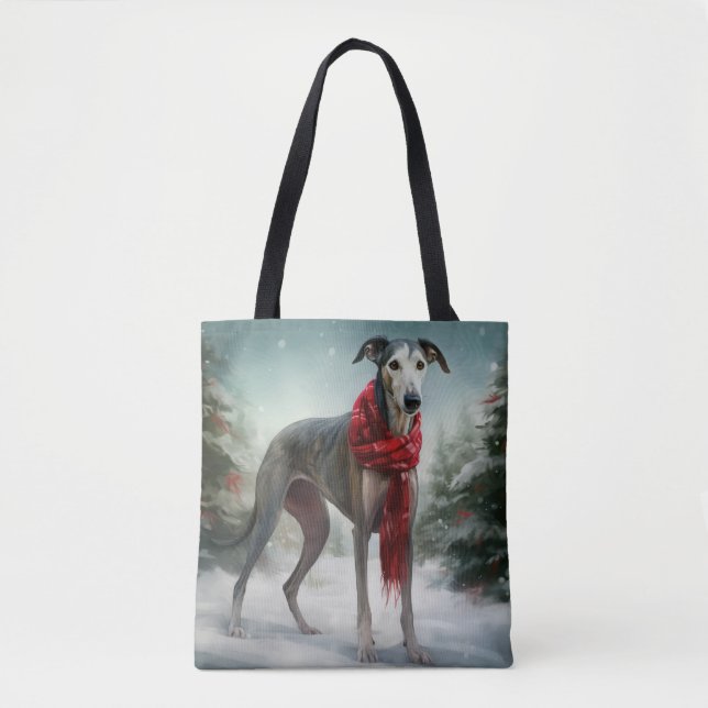Greyhound Dog in Schneehocht (Vorderseite)