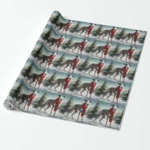 Greyhound Dog in Schneehocht Geschenkpapier