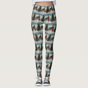 Greyhound Dog in Schneehocht Leggings