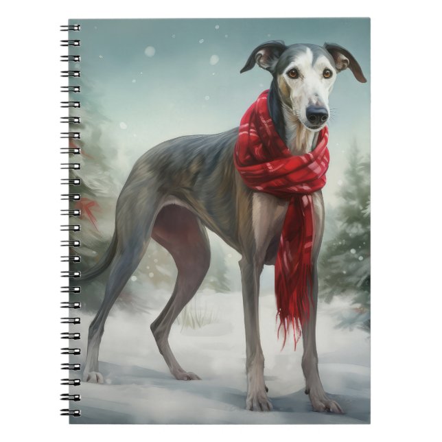 Greyhound Dog in Schneehocht Notizblock (Vorderseite)