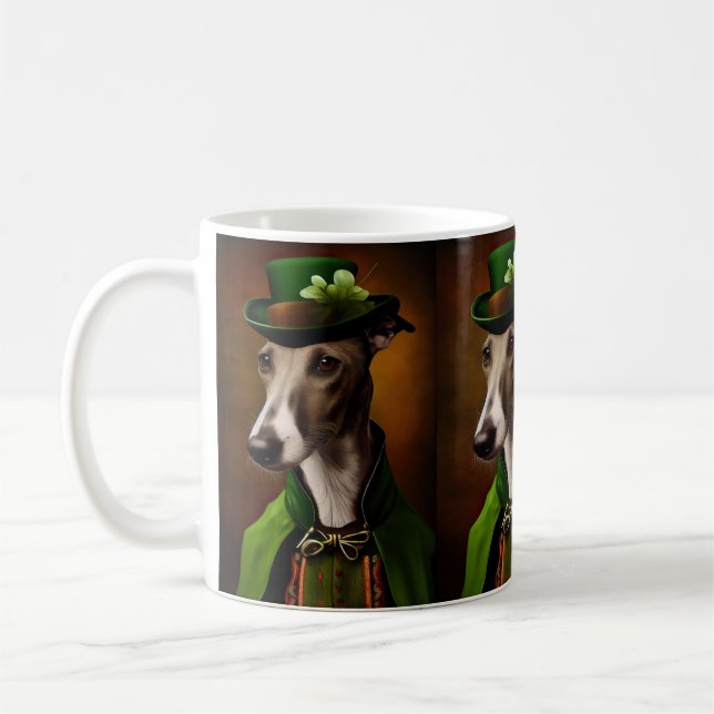 Greyhound Dog in St. Patrick's Day Dress Kaffeetasse (Links)