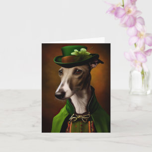 Greyhound Dog in St. Patrick's Day Dress Karte
