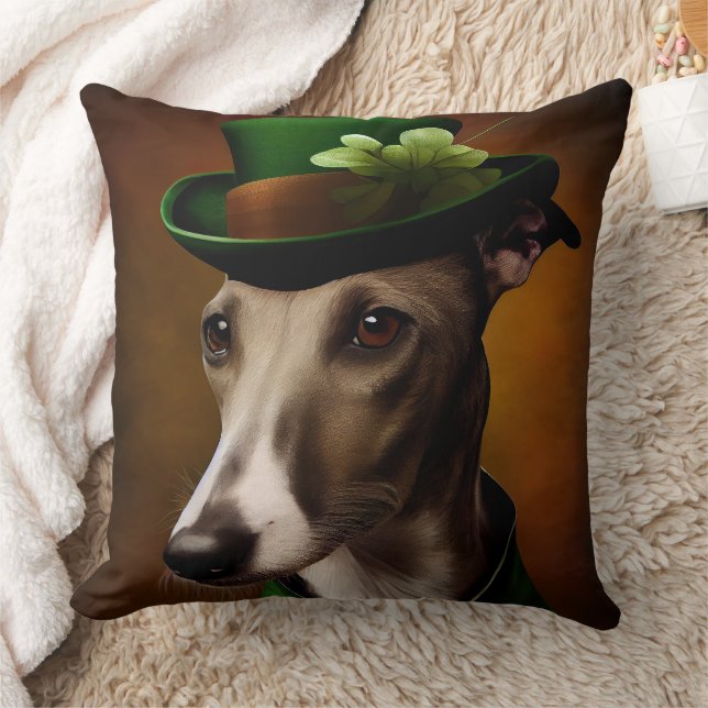 Greyhound Dog in St. Patrick's Day Dress Kissen (Decke)