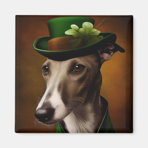 Greyhound Dog in St. Patrick's Day Dress Magnet