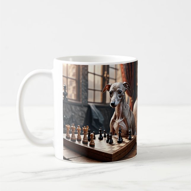 Greyhound Dog Playing Schach Kaffeetasse (Links)