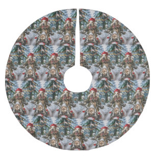 Greyhound Dog Riding Motorrad Weihnachten Polyester Weihnachtsbaumdecke