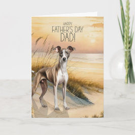 Greyhound Dog Sunset Beach Father's Day Feiertagskarte