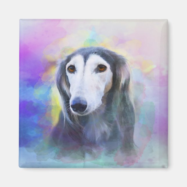 Greyhound Dog Wasserfarben Art Malerei Magnet (Vorne)