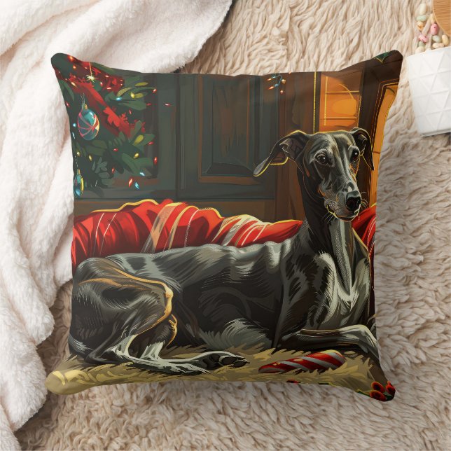 Greyhound Dog Weihnachtsfest Kissen (Decke)