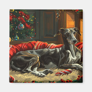 Greyhound Dog Weihnachtsfest Magnet